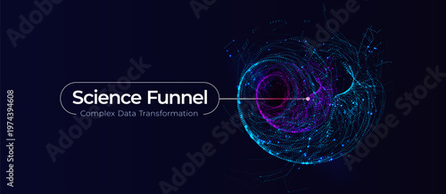 Fotografie Abstract data funnel with glowing particle vortex, complex data transformation concept