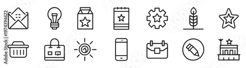 brand related icon set isolated flat illustration on white 