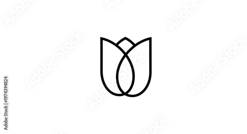 Minimalist line art tulip flower icon on white background