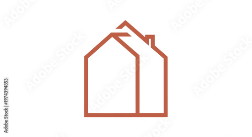 Minimalist two houses outline logo icon on white background