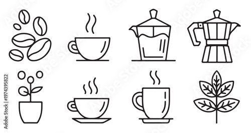 coffee cup icon with steam and bean elements perfect