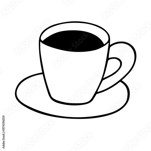 Coffee doodle mug, steaming dolce vita hot drink mug nice mood beverage. Simple hand drawn morning routine design, cafe minimalist decoration sketch icon, caffeine symbol. Isolated. Vector