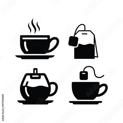 Tea Icons Black And White saucer teabag