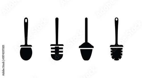 Toilet Brush Icons Set on White Background vector illustration