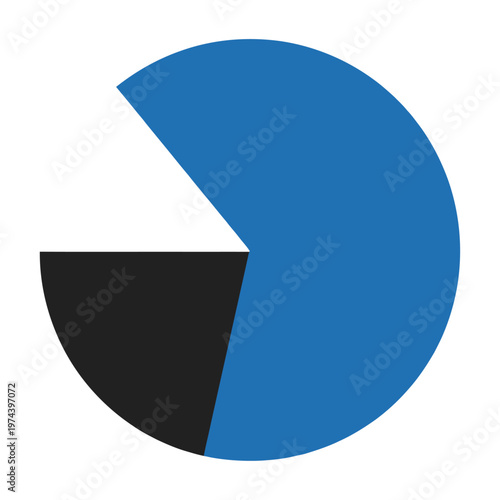 Blue and vector pie chart with three distinct sections for data presentation.