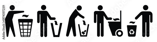Collection of signs for throwing rubbish in its place 