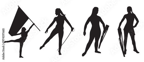  color guard flags color guard marching band silhouette