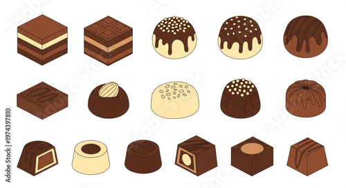 Assorted Chocolate Pralines Truffles and Bonbons Display.