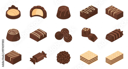 Assorted chocolate pralines truffles and bonbons selection.