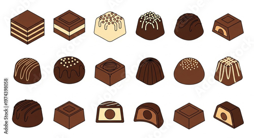 Assorted chocolate truffles and filled bonbons.