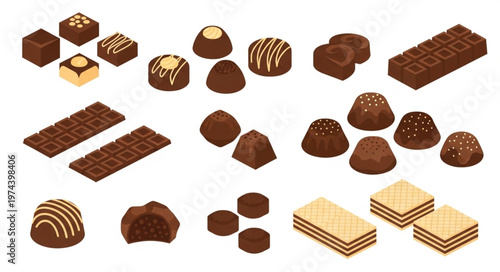 Assorted gourmet chocolate truffles bonbons and bars.