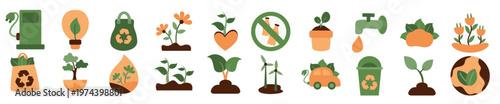  organic go green sticker element