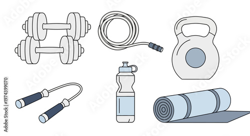 Monochrome line art illustration of DJ equipment including turntable headphones mixer and speakers.