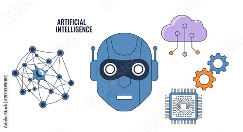 Monochrome line art illustration of DJ equipment including turntable headphones mixer and speakers.