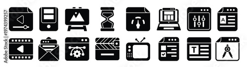 pack of web templates solid icons