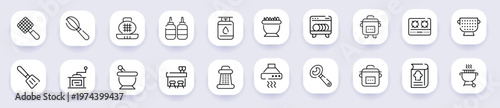Line art incomplete kitchen icon pack.