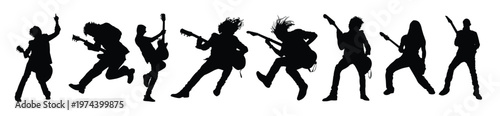  playing rock guitar silhouette collection illustration