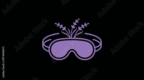 Lavender Eye Mask Logo on Black Background