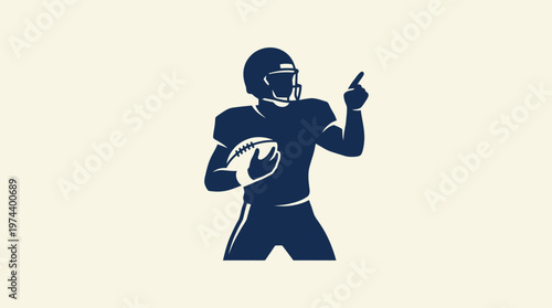 American Football Player Pointing Silhouette
