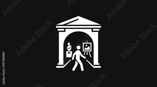 Art Museum Icon on Black Background