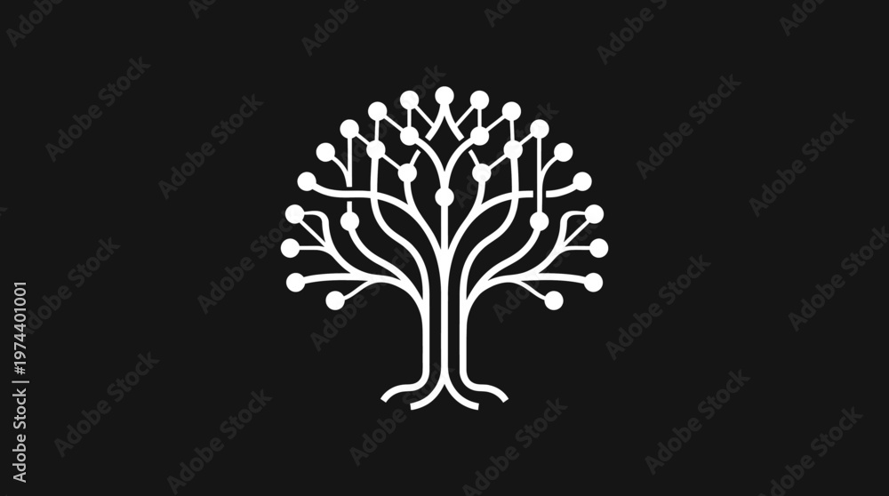 Obraz premium Abstract Digital Tree Logo With Circuitry Network