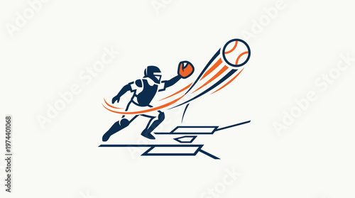 Baseball Player Diving for the Ball Logo