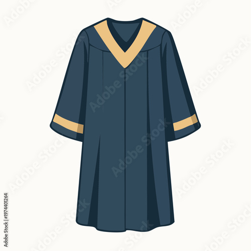 A vector graphic illustration of a graduation gown with gold accents