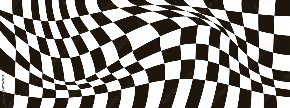 Obraz premium Wavy Black and White Checkerboard Pattern