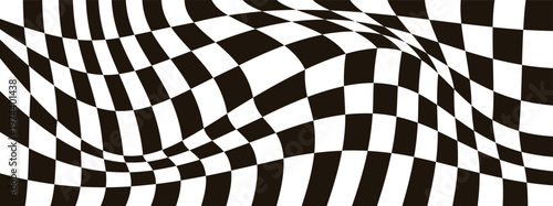 Wavy Black and White Checkerboard Pattern