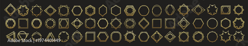 set of gold geometry gold frame icon gold wedding