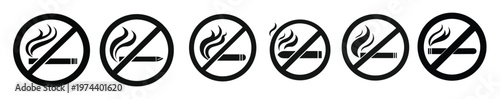 set of no smoking sign forbids cigarette smoke a clear 