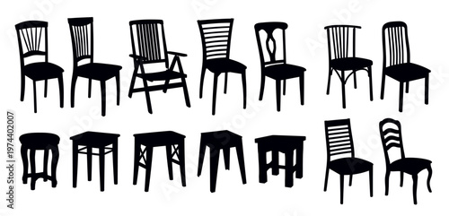 set of old wooden chairs 