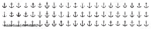 Set of sea anchor symbol set isolated on white background vector illustration
