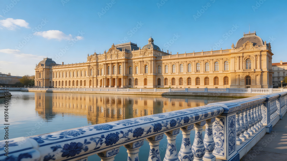 Fototapeta premium Large ornate building by water