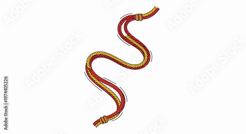 Artistic depiction of a vibrant, winding garden hose on white background.