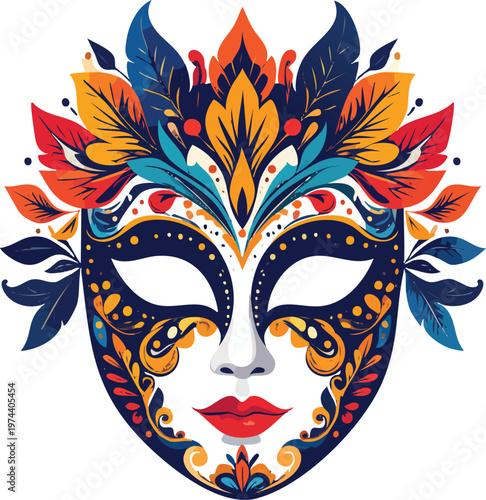 Venetian carnival mask on black background