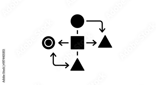 Black and white diagram of a business process flow chart.
