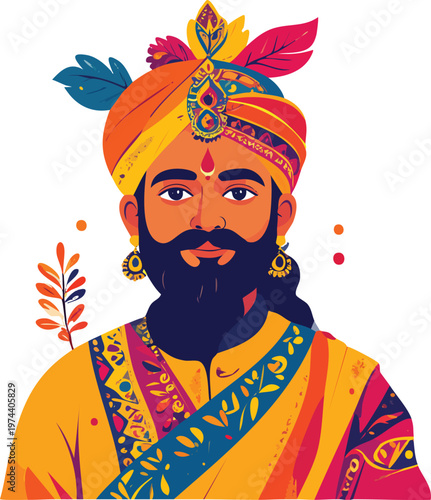 Illustration of king for sorachitra for bangali new year celebration
