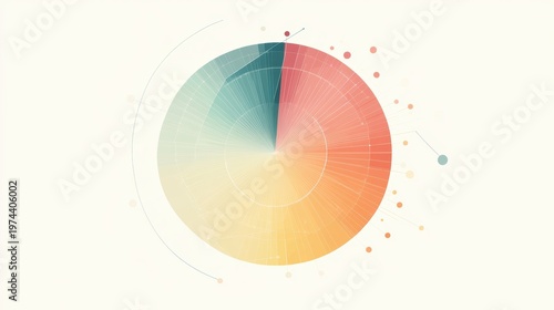 Abstract Colorful Circular Chart with Gradient Shades Representing Data Distribution and Trends in a Modern Style