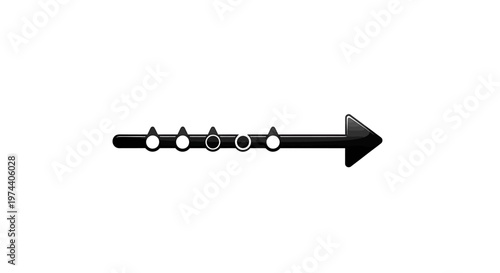 Black Arrow Pointing Right with White Dots on White Background.