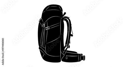 Black Backpack Silhouette - Essential Gear for Outdoor Adventures.