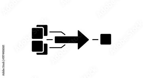 Black Arrow Symbolizing Process and Direction on White Background.