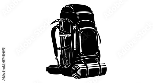 Black Backpack Silhouette - Essential Gear for Outdoor Adventures.