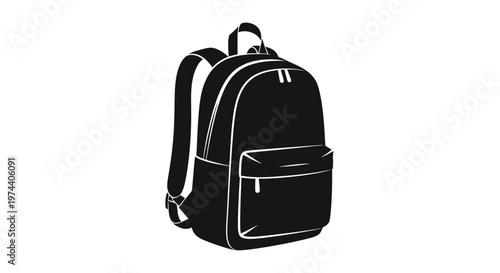 Black Backpack Silhouette - Modern Design for School or Travel.