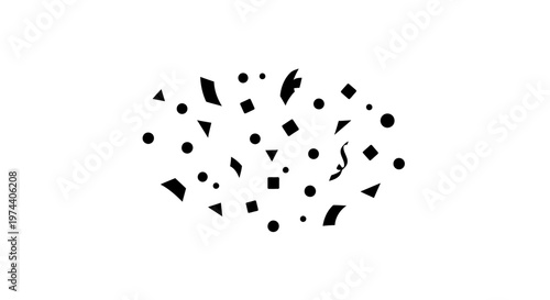 Black geometric shapes in explosion.