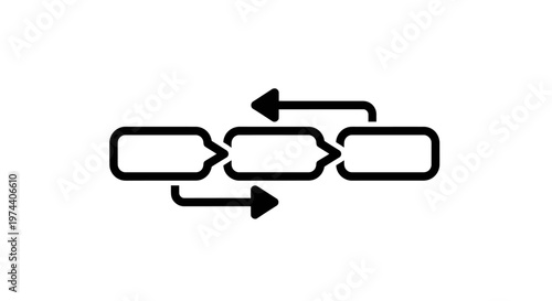 Abstract illustration of a data flow diagram with arrows and boxes.