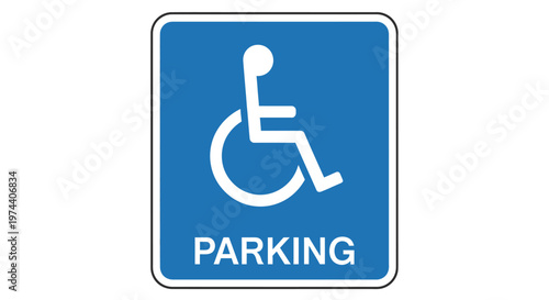 Blue and White Handicapped Parking Sign for Accessibility.