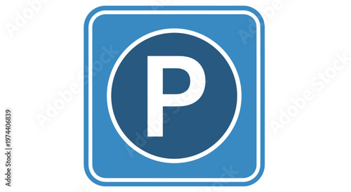 Blue and White Parking Sign Indicating Designated Parking Area.