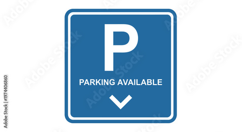 Blue and White Parking Sign Indicating Parking Availability.