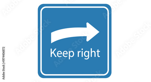 Blue and White Keep Right Sign Directing Traffic.